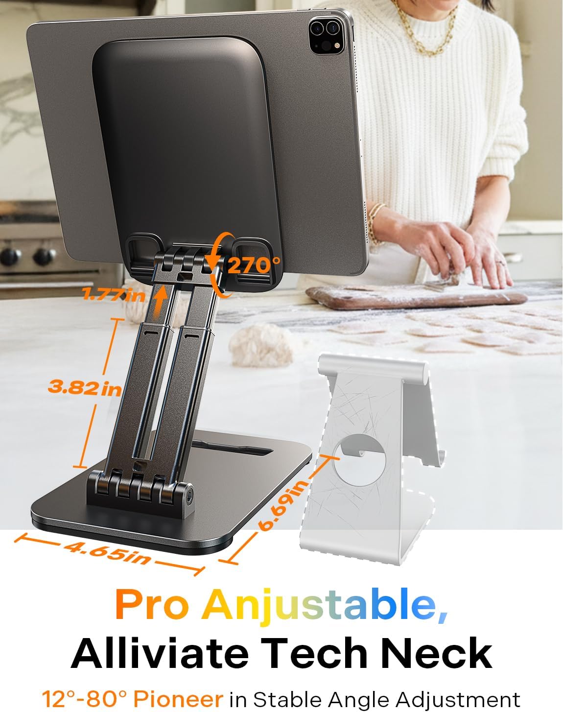 LISEN for iPad Stand Tablet Holder for Desk- Foldable Office Gifts for Men Women Desk Accessories, Home Gadgets Essentials Portable Monitor Stand for iPad a16 Accessories Bed Kindle Fire 4-15.9"