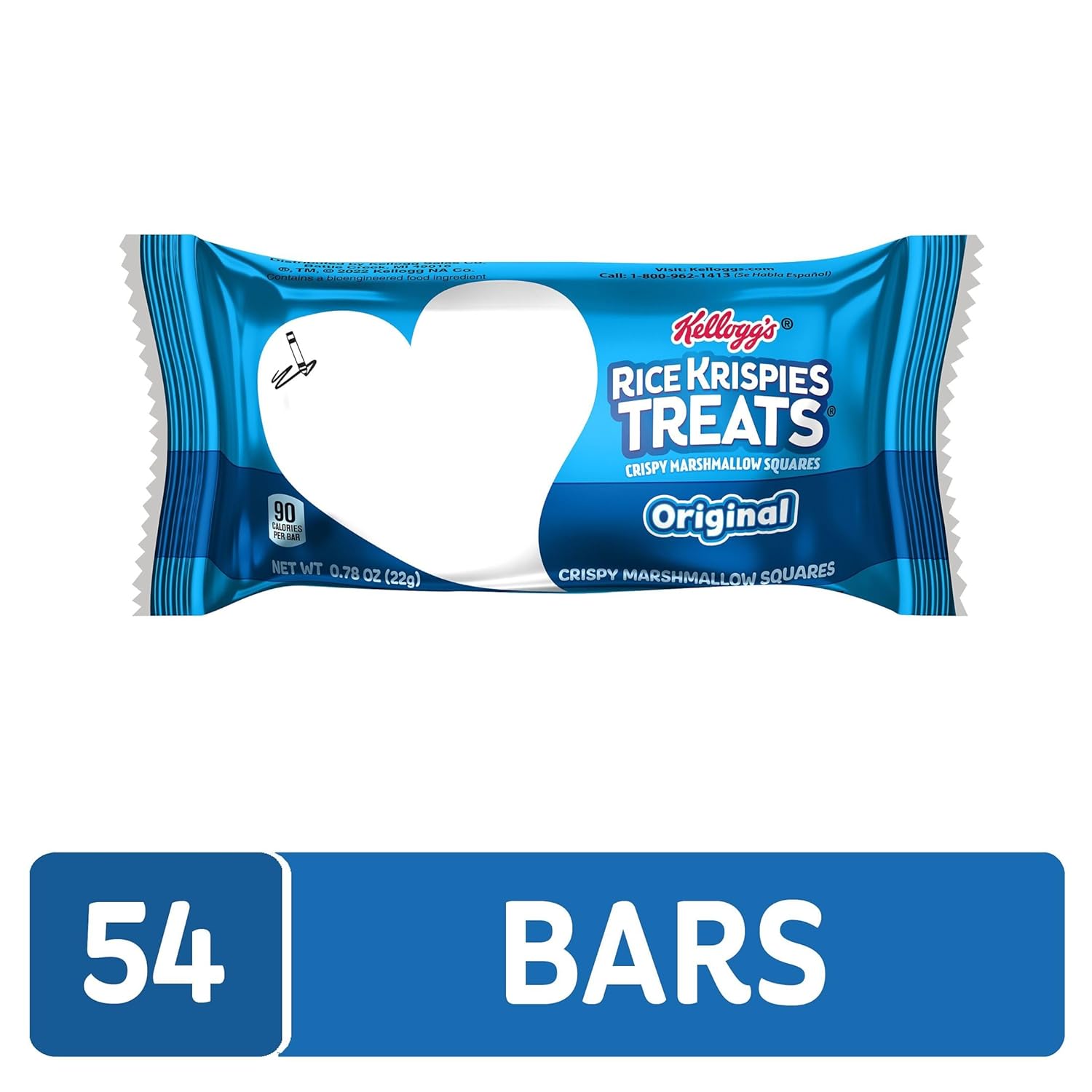 Rice Krispies Treats Crispy Marshmallow Squares, Kids Snack Box, Cereal Bars, Original (54 Count)