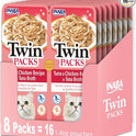 INABA Twin Packs for Cats, Side Dish/Topper Pouch, 1.4 Ounces per Serving, 16 Servings, Tuna & Chicken Recipe in Tuna Broth
