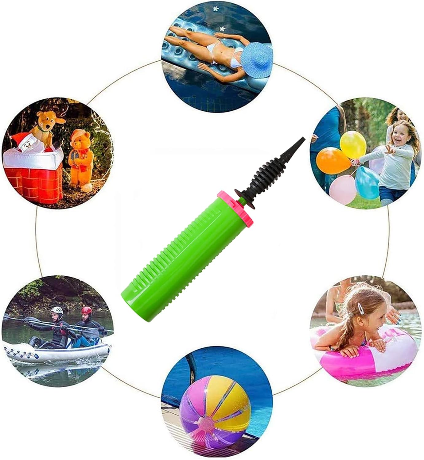 Balloon Pump Handheld Two-Way Dual Action - Hand Blower Air Pumper for Balloons - Ballon Inflator Pumping - Manual Baloon Inflators Machine (Green 1 Piece)