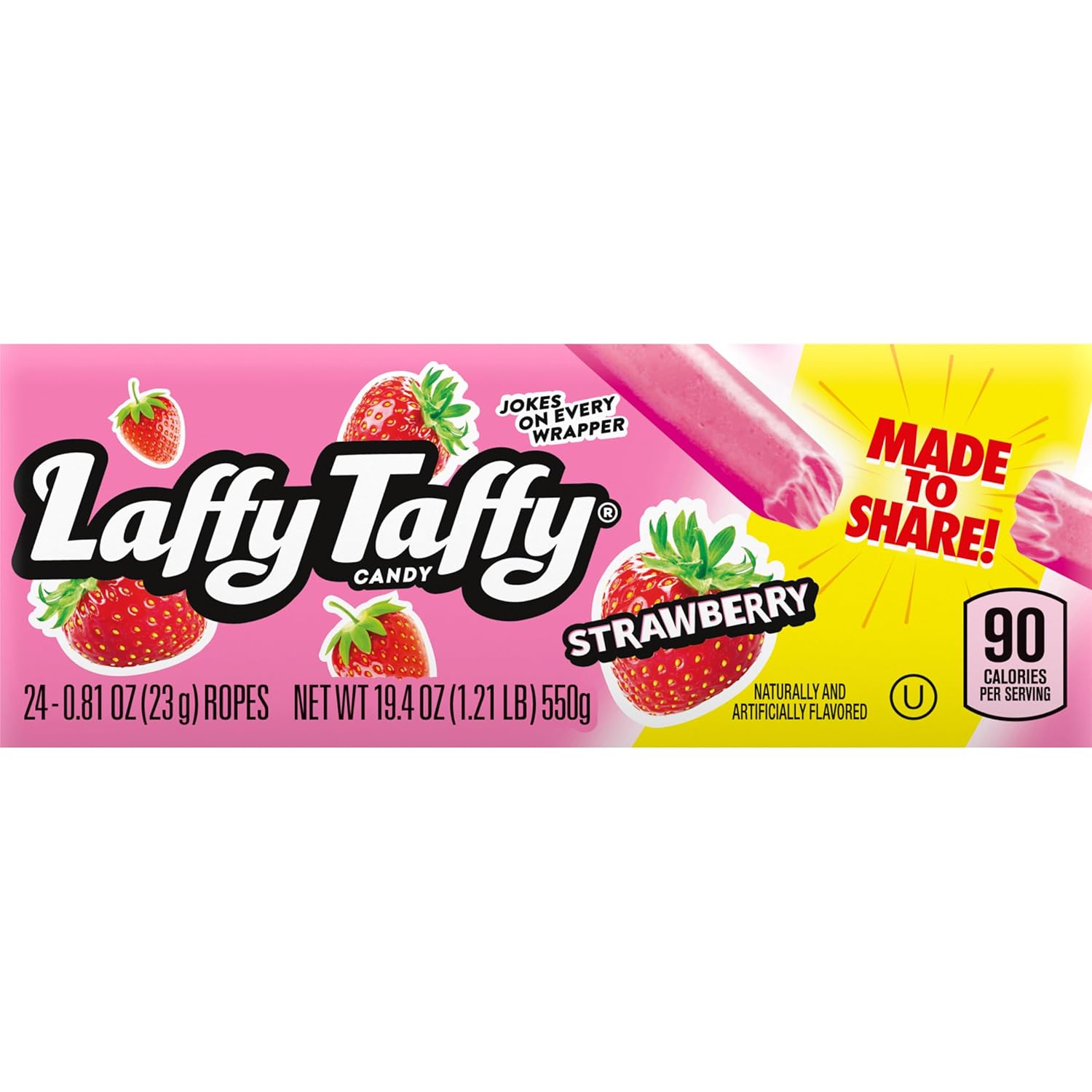 Laffy Taffy Rope Candy, Strawberry Flavor, 0.81 Ounce Ropes (Pack of 24)