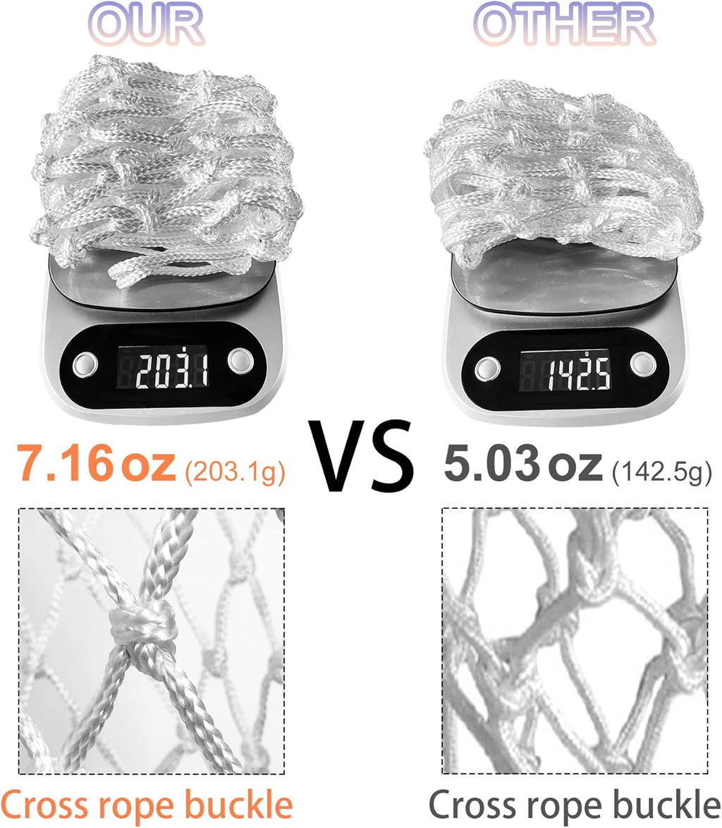 Basketball Net Outdoor,(7.16 oz) 12 Loops Professional Heavy Duty Basketball Net Replacement,All Weather Anti Whip, Suitable for Outdoor Standard 12 Loops Basketball Hoop