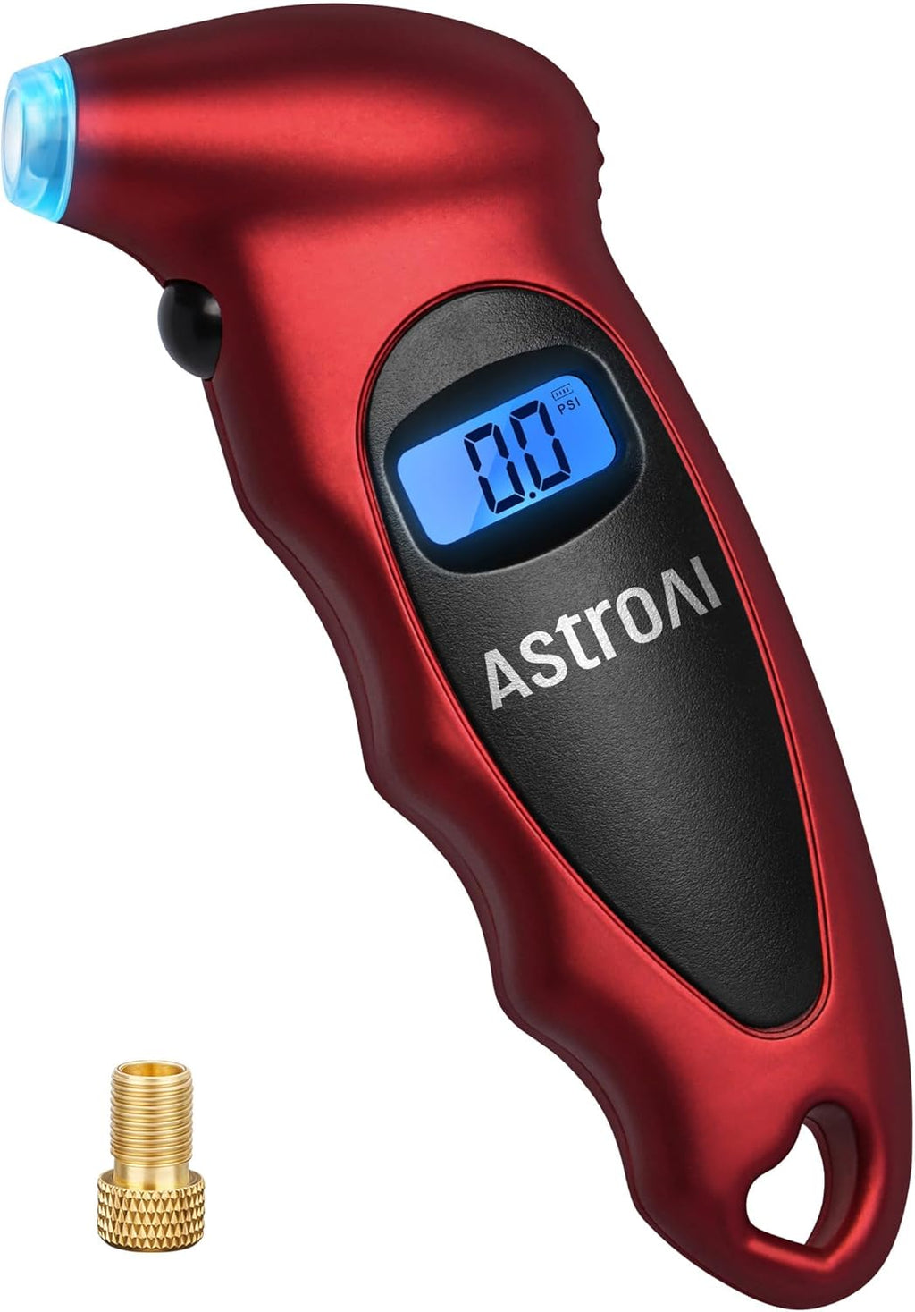 AstroAI Digital Tire Pressure Gauge 0-150PSI, Accurate in 0.1 Increments, Stocking Stuffers with Backlit LCD and Presta Valve Adaptor, 4 Units of Measurement for Car Truck Bicycle, Red