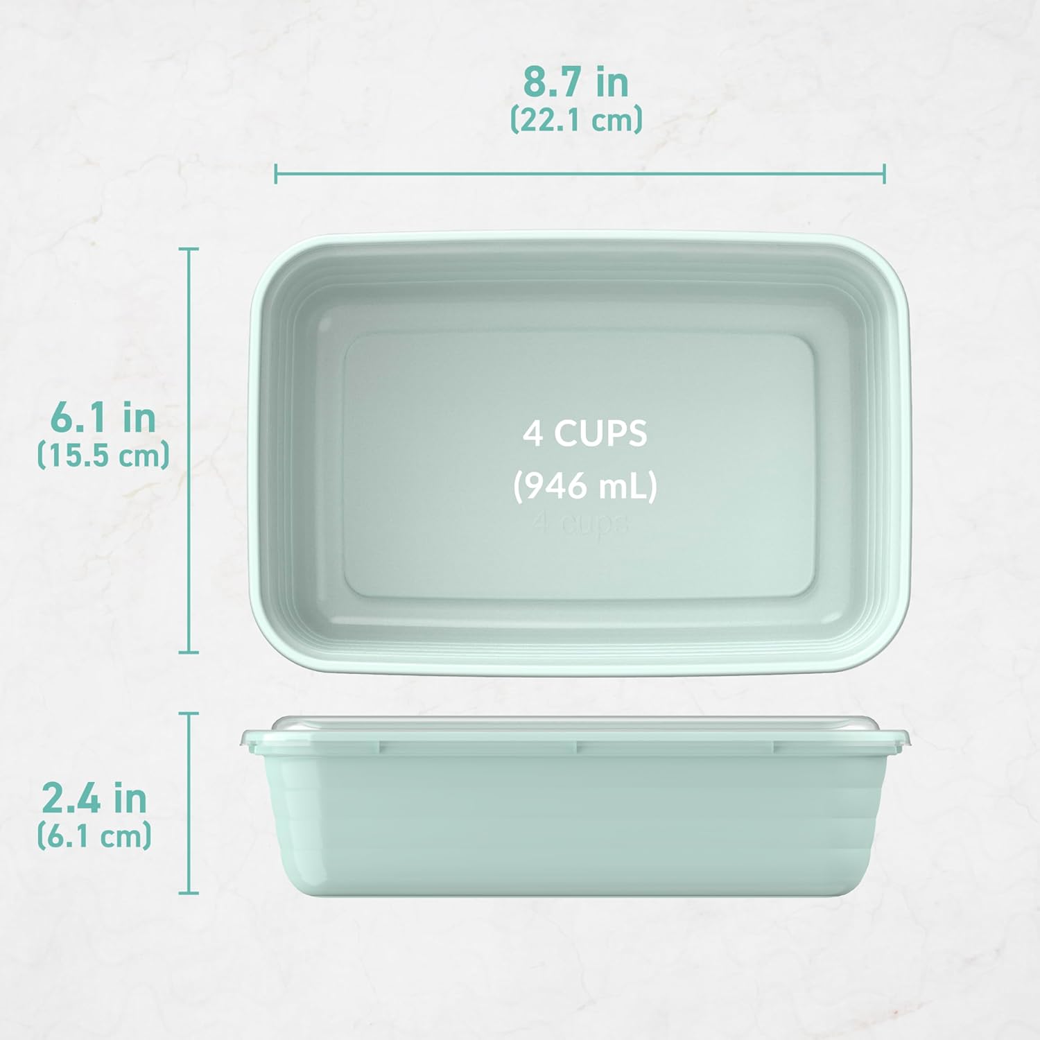 Bentgo Prep - 20-Piece 1-Compartment Reusable Meal Prep Containers with Lids, PFAS & BPA Free Materials, Durable, Microwave, Freezer, & Dishwasher Safe To Go Food Storage (Mint)