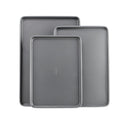 GoodCook Everyday Nonstick Baking Sheet Set, 3 Pack Includes Small (13×9) Medium (15×1) and Large (17×11) Pans Carbon Steel Construction Cookie Sheets Bakeware Set, Gray