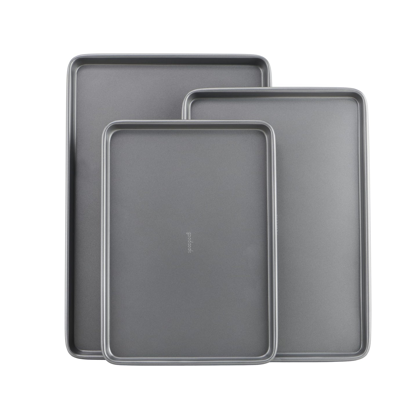 GoodCook Everyday Nonstick Baking Sheet Set, 3 Pack Includes Small (13×9) Medium (15×1) and Large (17×11) Pans Carbon Steel Construction Cookie Sheets Bakeware Set, Gray