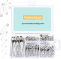 Huhuhero 160Pcs Safety Pins, Large & Small Safety Pins for Clothes Sewing Craft, Nickel Plated Steel Assorted Size Pins Bulk, Art and Craft Supplies (Sliver)