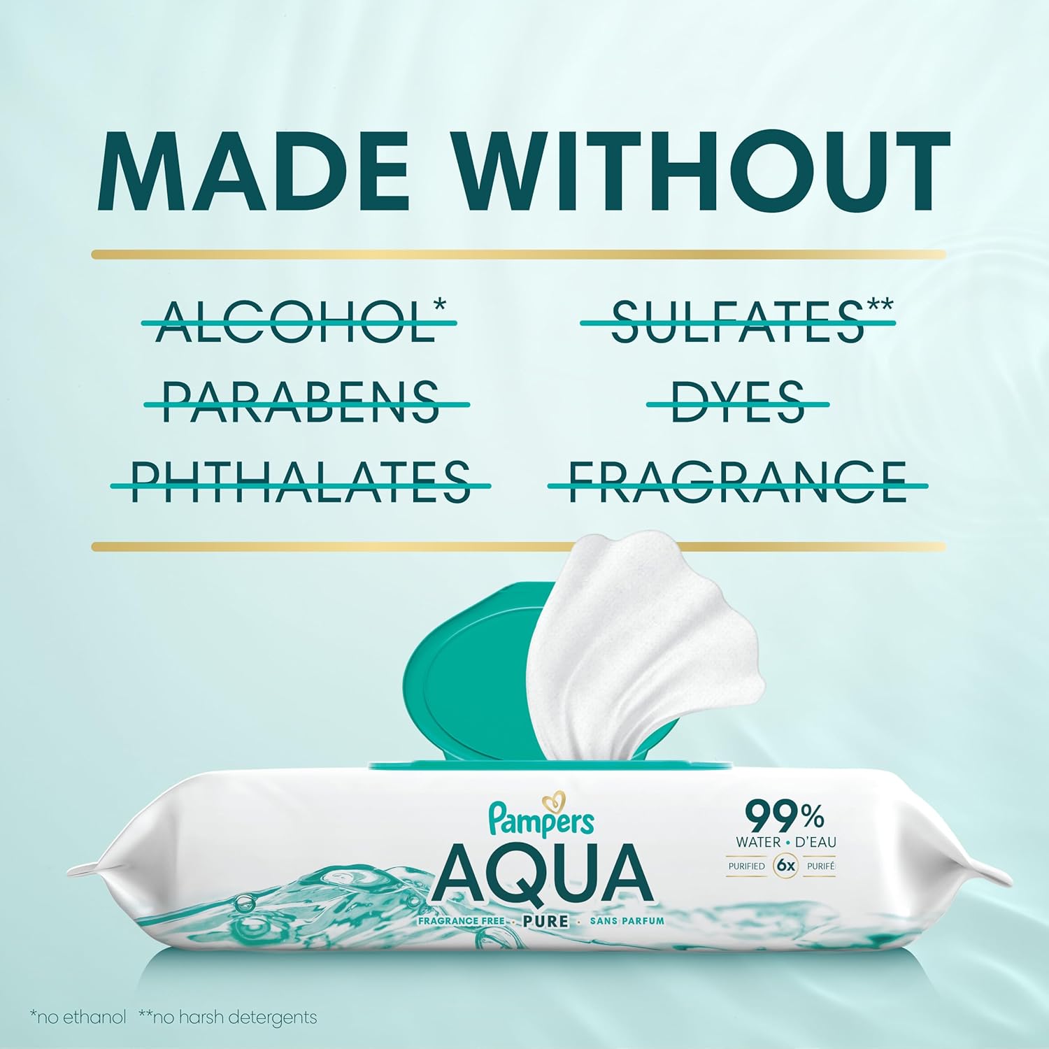 Pampers Baby Wipes Aqua Pure, 99% water-based wipes, Hypoallergenic and Unscented Baby Wipes, 672 Wipes Total (12 Flip-Top Packs)