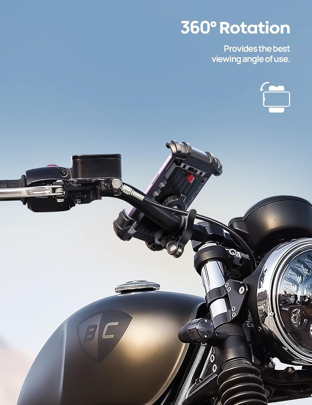 Lamicall Bike Phone Holder, Motorcycle Mount - Motorcycle Phone Holder, Handlebar Cell Phone Clamp, Scooter Phone Clip for iPhone Air 17 Pro Max, 16 15 Pro Max Plus, S20, More 4.7 to 6.8" Smartphones