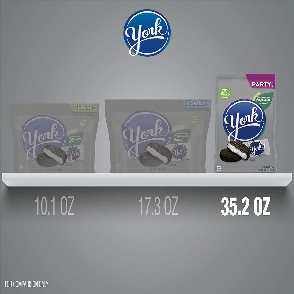 YORK Dark Chocolate Peppermint Pattie Miniatures, Holiday Candy Party Pack, Great Stocking Stuffer 35.2 oz
