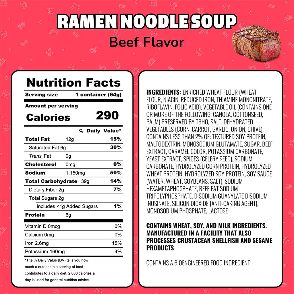 Maruchan Instant Lunch Beef, 2.25 Oz, Pack of 12