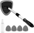 AstroAI Windshield Cleaner Tool, Car Interior Detailing Cleaning Kit with Extendable Handle and 4 Upgraded High-Density Reusable Microfiber Pads, Auto Glass Wiper Brush Kit for Cars, Gray, 15.9in-21in