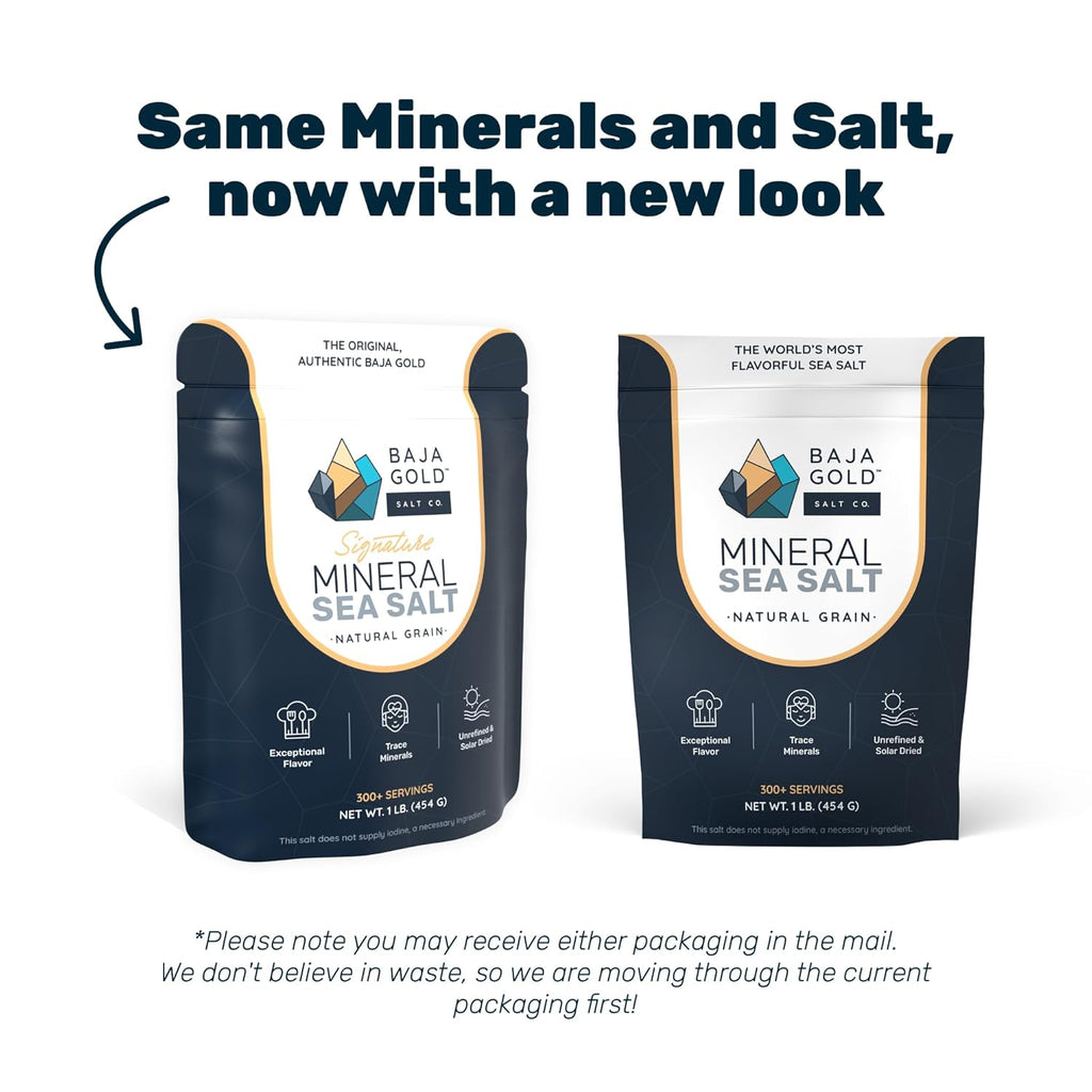 Baja Gold Mineral Sea Salt - Recommended by Gary Brecka - Organic Natural Grain Salt for Cooking & Baking | Authentic Baja Salt | Ideal for All Culinary Creations | 1 lb. Resealable Bag, 300+ Servings