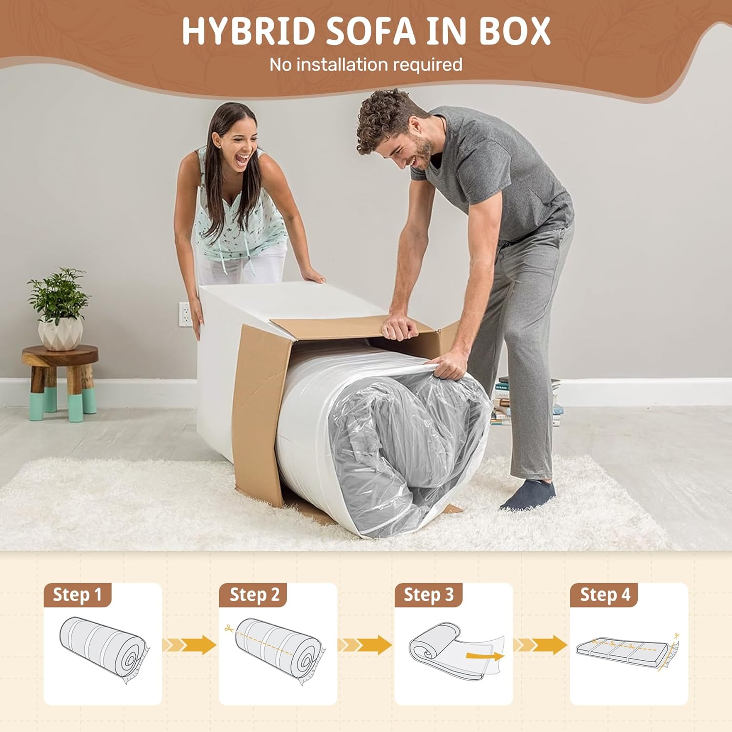 75'' Cloud Loveseat Sofa, No Assembly Required Comfy Deep Seat Couches 1 pcs for Living Room, Bedroom, Apartment