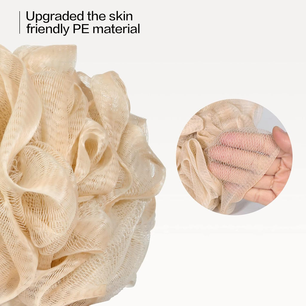 Fishent Loofah Bath Sponge Shower Loofahs, 4 Pack Soft Loofa Exfoliating Body Scrubber Mesh Shower Puff Pouf Ball Luffa for Men and Women(50g/pcs)