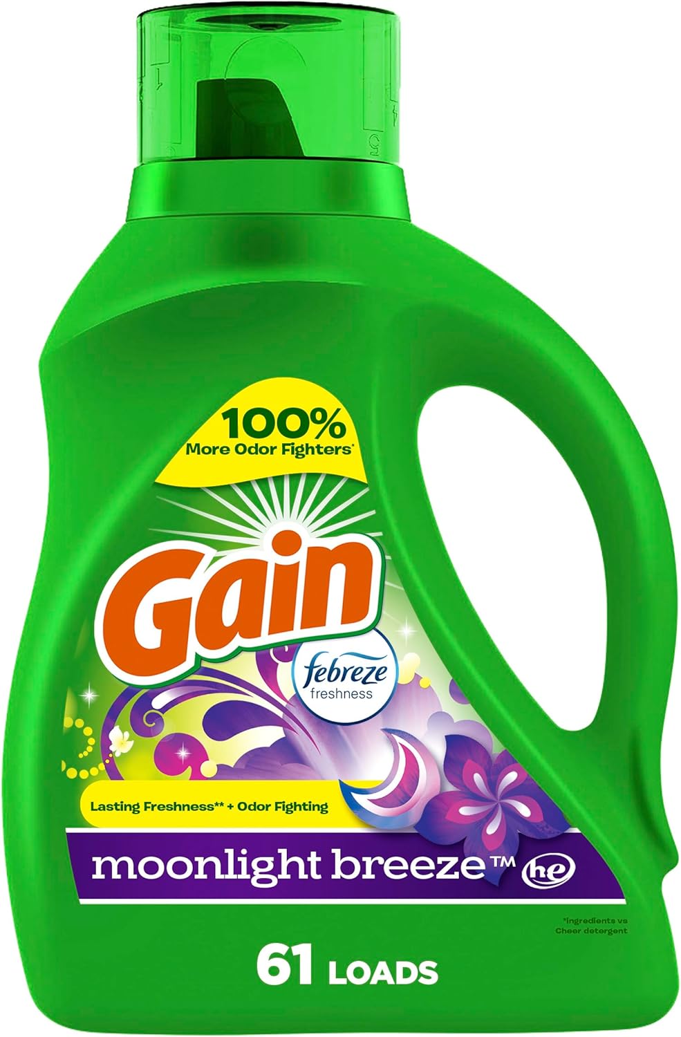 Gain Moonlight Breeze HE Deep Cleaning Concentrated Liquid Laundry Detergent, 61 Loads, 88 fl oz