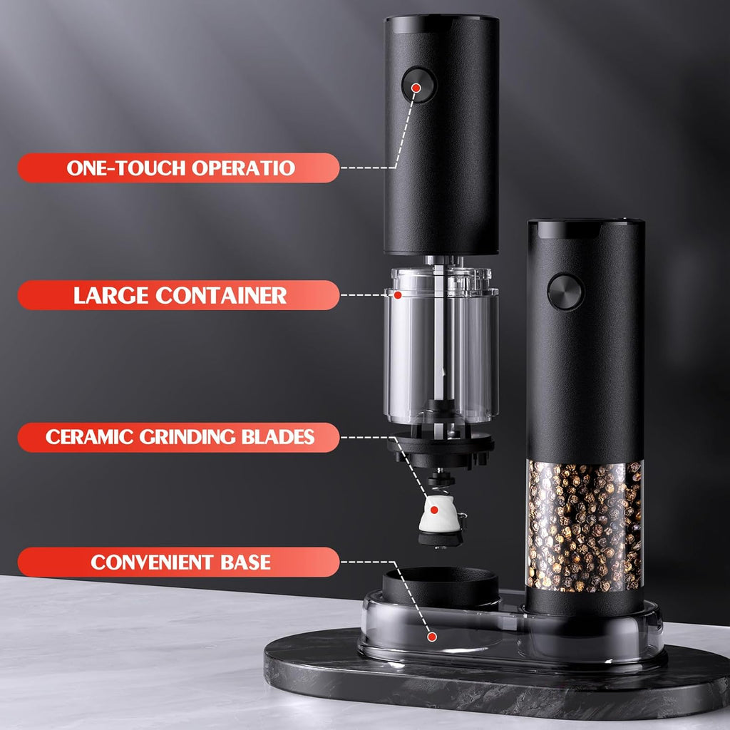 Electric Salt and Pepper Grinder Set Automatic Battery Pepper Mill Shakers Adjustable Coarseness Upgraded Larger Capacity with Led Home and Kitchen Appliances Birthday Gifts for Women