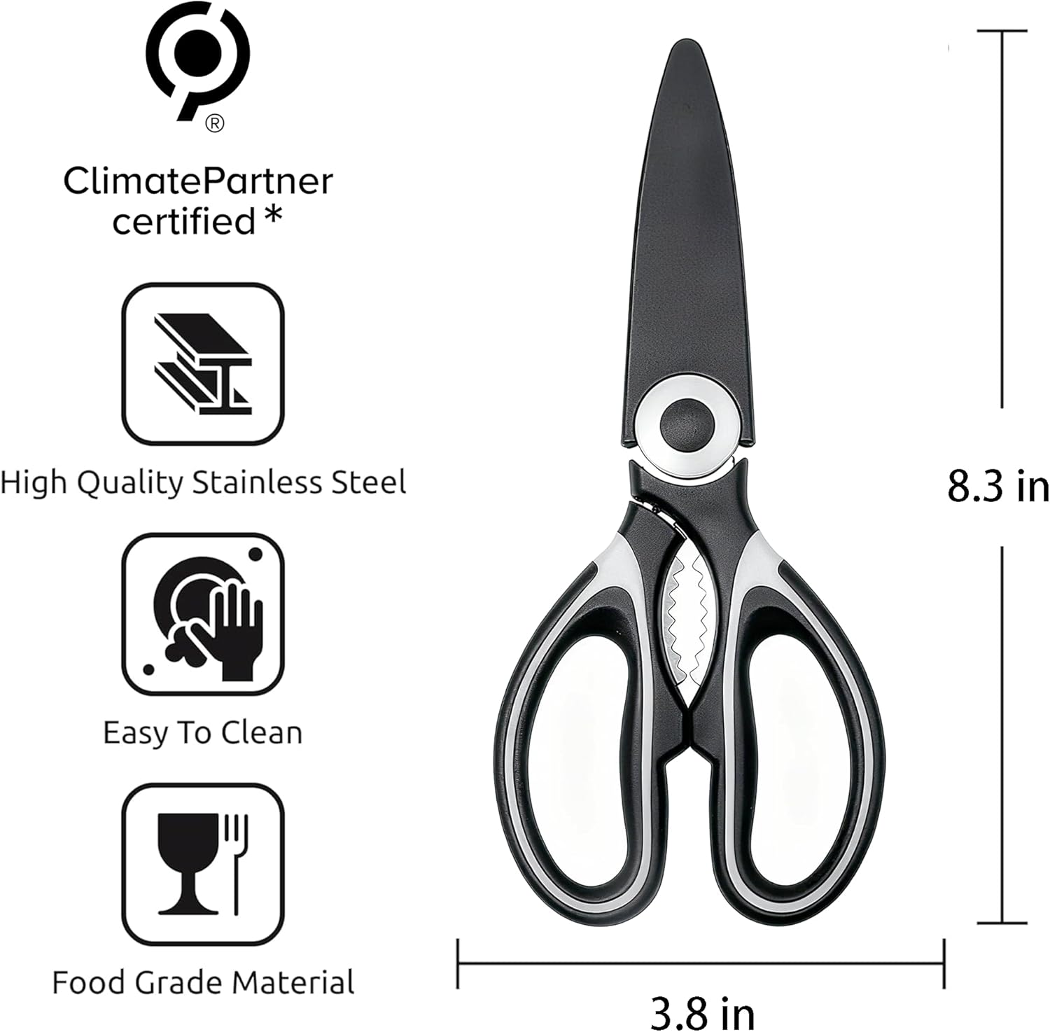 Food Grade Kitchen Scissors All Purpose 3 Pack - Heavy Duty Stainless Steel Cooking Shears for Cutting Meat, Food, Fish, Poultry Sharp Sissors for Dishwasher Safe - with Protective Sheath