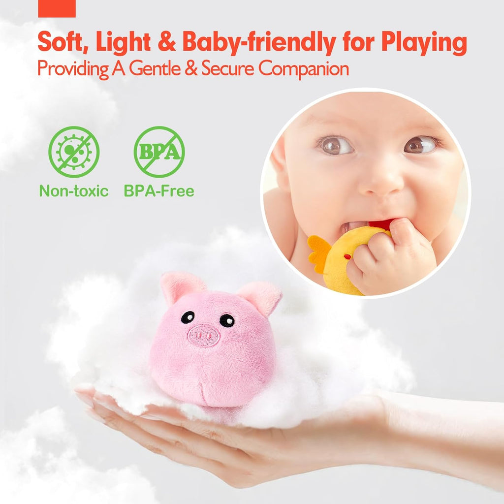 hahaland Baby Toys 6-12 Months - Surprise Barn Stuffed Farm Animals, Rattle, Crinkle, Mirror, Montessori Toys for 6 Month Old Babies Sensory Balls Toddlers 1-3 Gifts Baby Stocking Stuffers