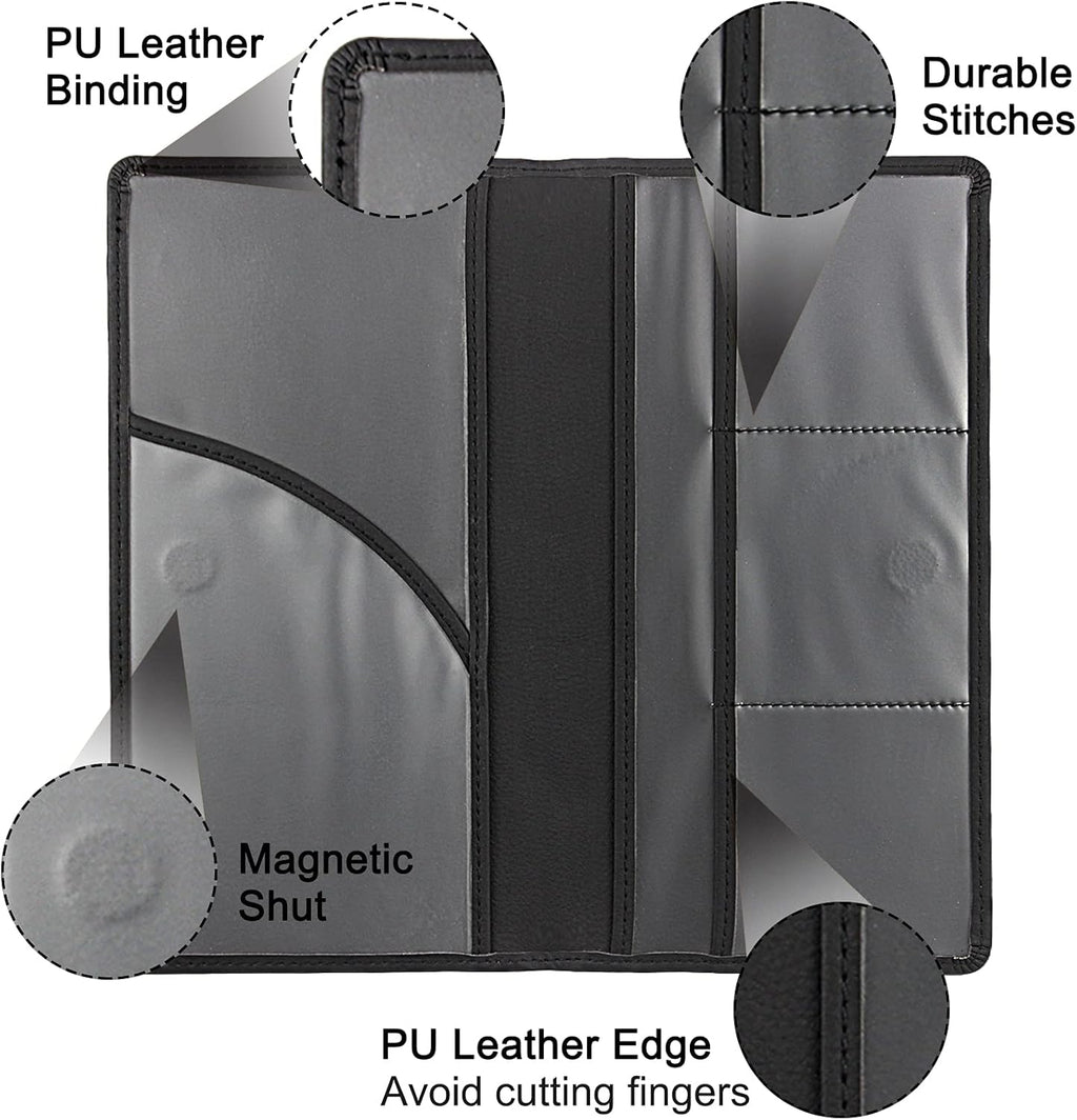 Premium Car Registration & Insurance Card Holder with Magnetic Shut, Vehicle Glove Box Car Organizer - For Documents, Cards, License (Black)