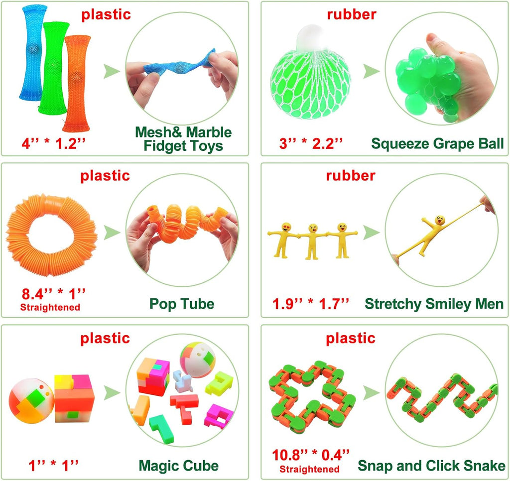 Scientoy Fidget Toy Set, 35 Pcs Sensory Toy for ADD, OCD, Autistic Children, Adults, Anxiety Autism to Stress Relief and Anti Anxiety with Motion Timer, Perfect for Classroom Reward with Gift Box