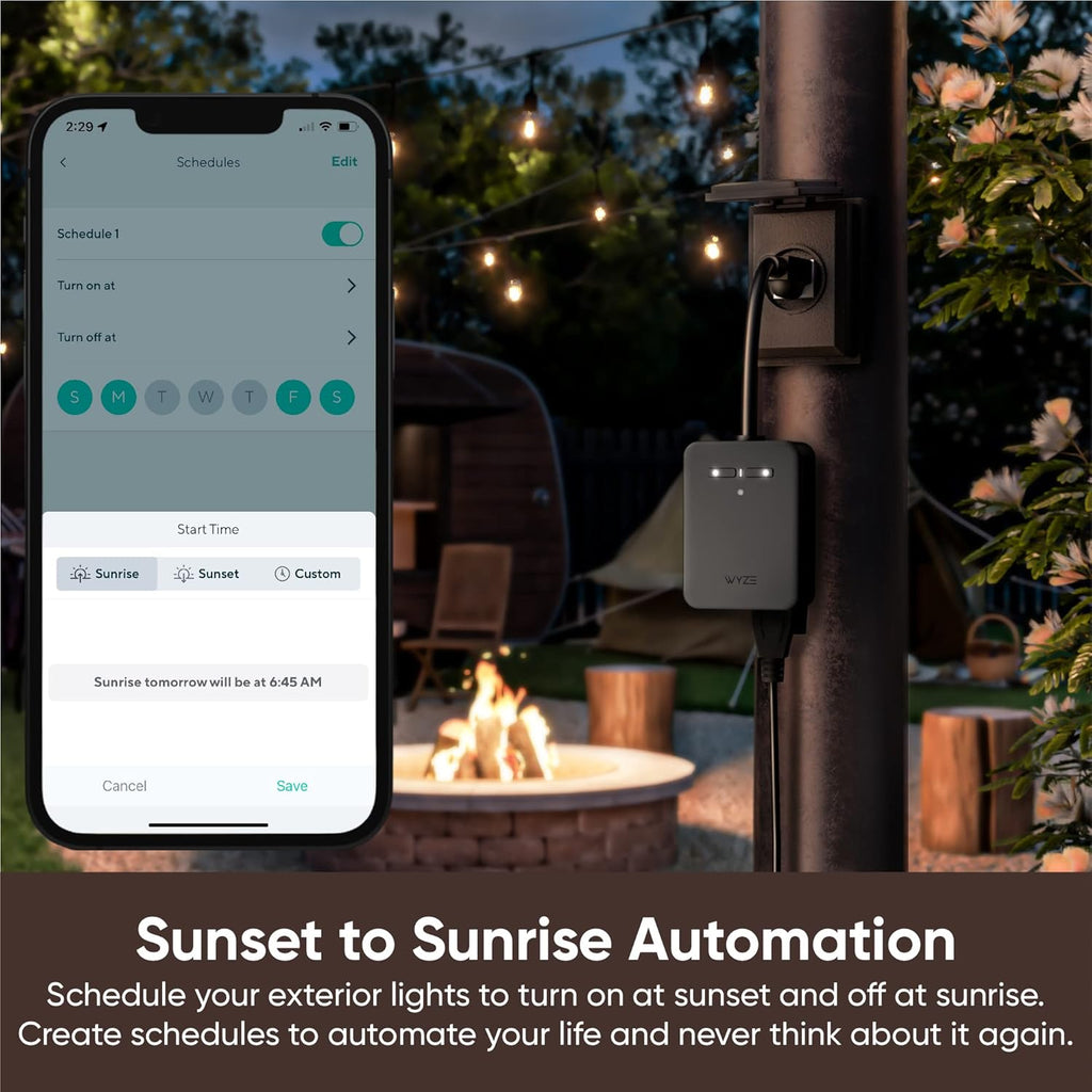 Wyze Plug Outdoor, Dual Outlets Energy Monitoring, IP64, 2.4GHz WiFi Smart Plug, Works with Alexa, Google Assistant, IFTTT, No Hub Required, Black