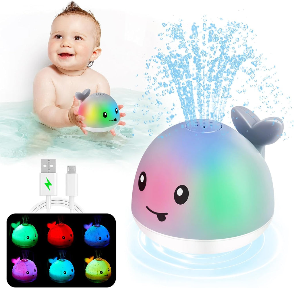 Baby Bath Toys, Toddler Bath Toys for Kids Ages 1-3, Stocking Stuffers 1 2 3 Year Boy Girl Gifts, Infant Baby Toy 6-12-18 Months, Light Up Whale Bath Toy Sprinkler Bathtub Water Toy