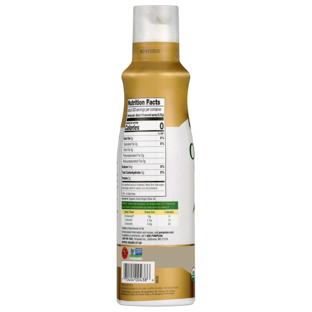 Pompeian USDA Organic Extra Virgin Olive Oil Non-Stick Cooking Spray, No Propellant, 5 Fl Oz, Pack of 3