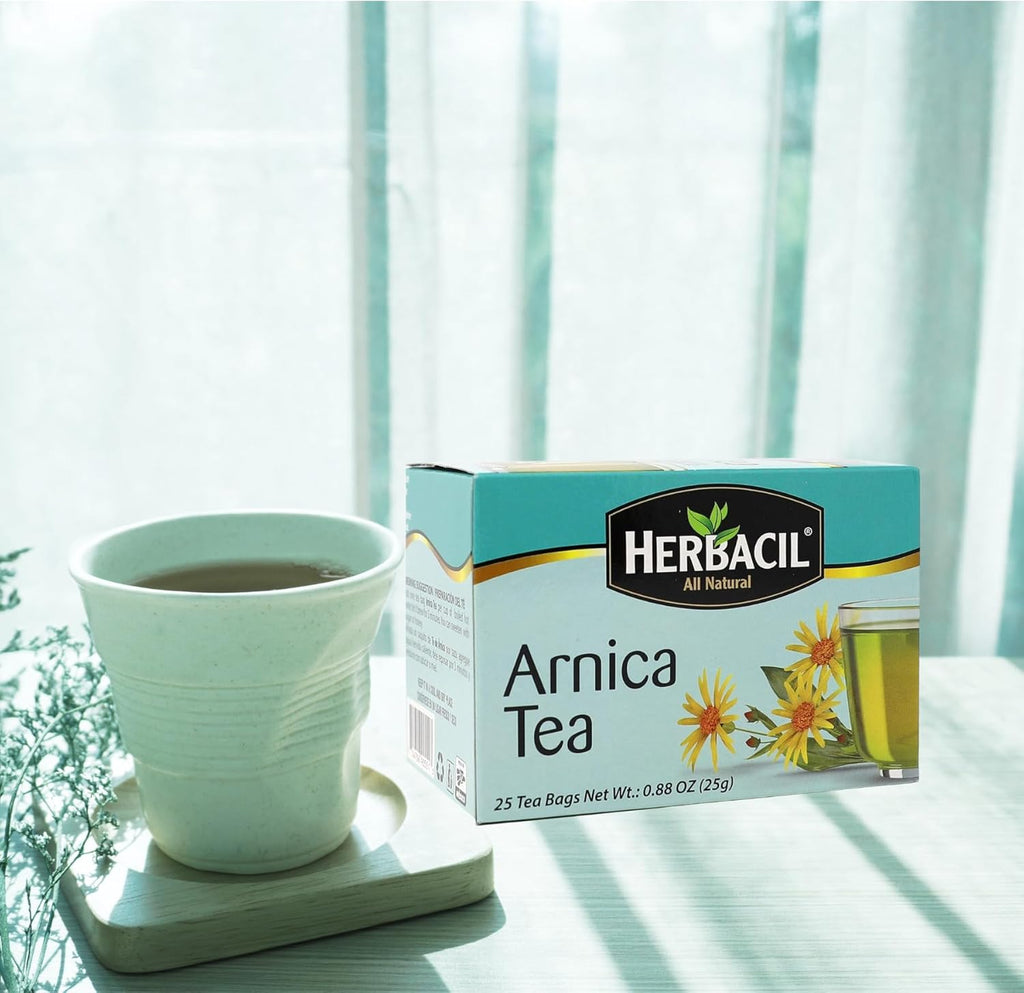 Herbacil Arnica Herbal Tea – Caffeine-Free Natural Remedy, 25 Tea Bags per Box, 3-Pack (75 Total), 0.88 oz Each