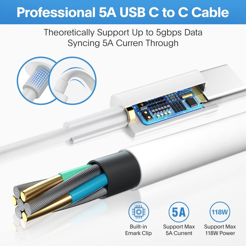 Mac Book Pro Charger - 118W USB C Charger Fast Charger Compatible with MacBook pro/Air, M1 M2 M3 M4 M5, ipad Pro, Samsung Galaxy and More, Include Charge Cable