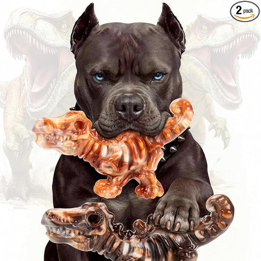 2 Pack Tough Dog Toys for Aggressive Chewers: Ultra-Dense Nylon, Durable Dog Bones, Bacon Flavor, Heavy Duty Dog Chew Toys for Large Dogs 20-90 lbs, Long Lasting & Keep Them Busy