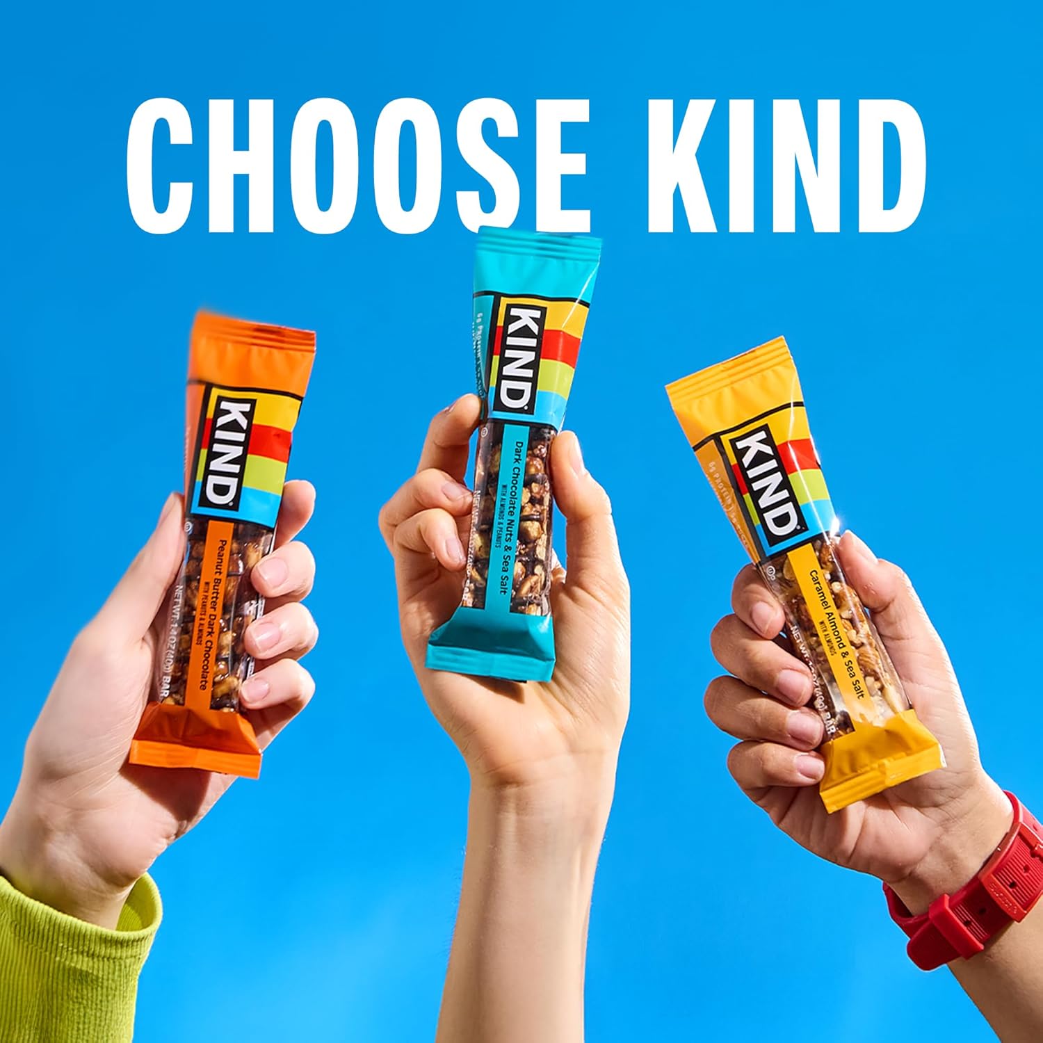 KIND Nut Bars, Variety Pack, Dark Chocolate Nuts & Sea Salt, Peanut Butter Dark Chocolate, and Caramel Almond Sea Salt, Gluten Free, Low Sugar, 5-7g Protein, 12 Count