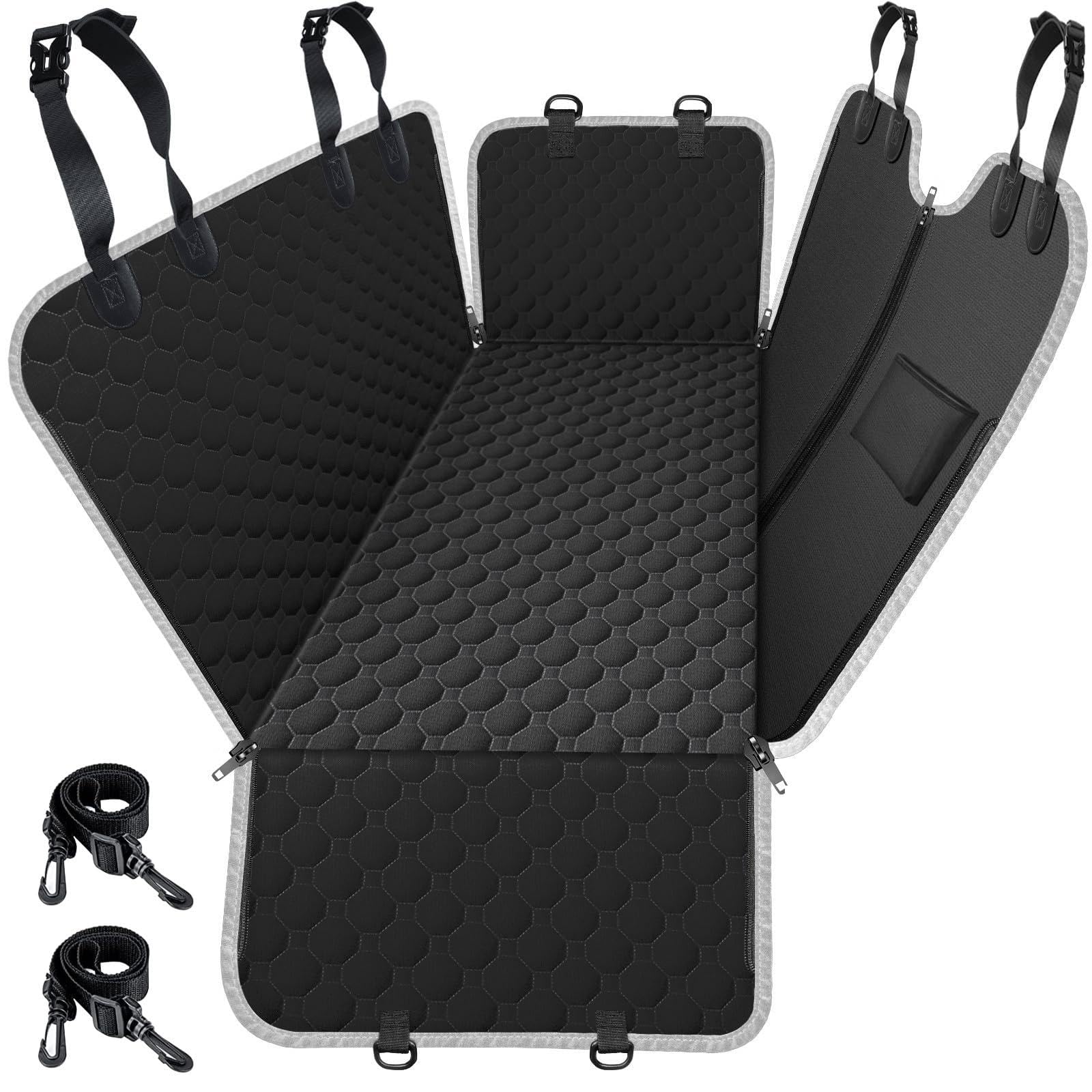 Mancro Dog Car Seat Cover for Back Seat, 2026 Upgraded 600D Heavy Duty Waterproof & Scratch-Resistant Dog Hammock for Car, Back Seat Pet Cover for Dogs with Sedan, Trucks and SUVs, Standard, Black