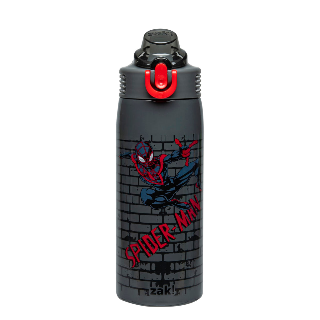Zak Designs Marvel Spider-Man Sage Kids Water Bottle For School or Travel, 19oz Stainless Steel Water Bottle With Straw, Handle, and Leak-Proof, Pop-Up Spout Cover (Miles Morales)