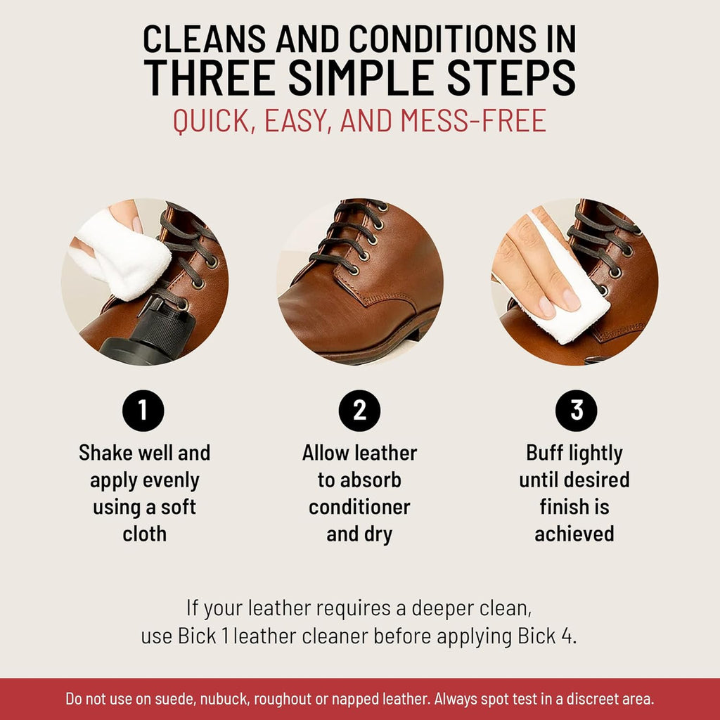 Bickmore Bick 4 Leather Conditioner - Best Since 1882 - Cleaner & Conditioner - Restore Polish & Protect All Smooth Finished Leathers