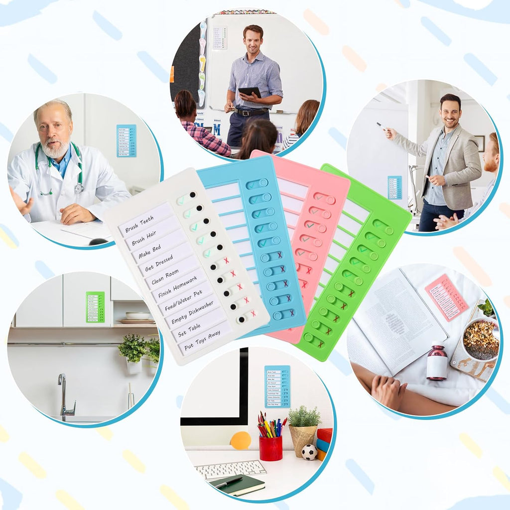 Aleric 4 Pieces Chores Chart for Kids Chore Chart, Sliding Routine Chart to Do List, My Chores RV Checklist Task Planning Board for Kids and Adults, ADHD Tools Routine Visual Schedule Reminder