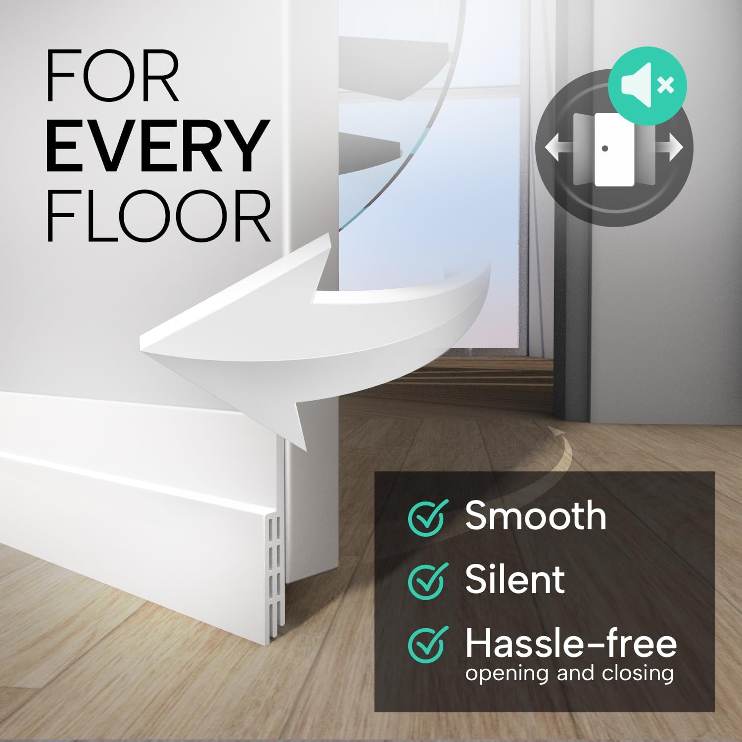 Vellure door draft stoppers for bottom of door - NEW premium door sweep / door seal strip (save energy – installs quickly and easily) door weather stripping, ideal for keeping out cold (1x39" white)