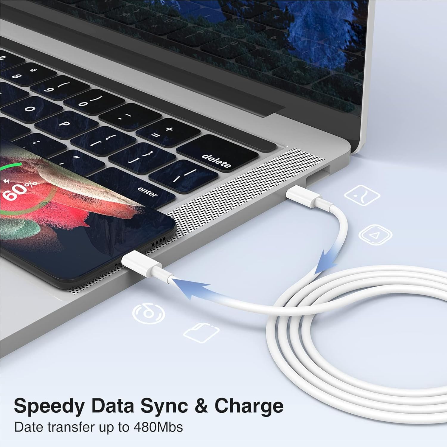 3-Pack 6.6FT 60W USB C to USB C Cable, Type C to Type C Cable,Fast Charging Cable for iPhone Air 17 16e 16 15 Pro Plus Pro Max，for Galaxy S25/S24, for iPad Pro/Air/mini, for MacBook Pro/Air and More