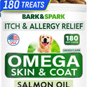 BARK&SPARK Omega 3 for Dogs - 180 Fish Oil Treats for Dog Shedding, Skin Allergy Chews, Itch Relief, Hot Spots Treatment - Joint Health - Skin and Coat Supplement - EPA & DHA Fatty Acids - Salmon Oil