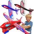Cool Airplane Launcher Toy with Glowing Eyes & Web-Pattern Wings,2 Flight Modes Outdoor Games for Kids,Boys Toys Age 3-12,Birthday Gifts for 3 4 5 6 7 8 9 10 11 12 Year Old,Kids Gift(Red&Blue&Black)