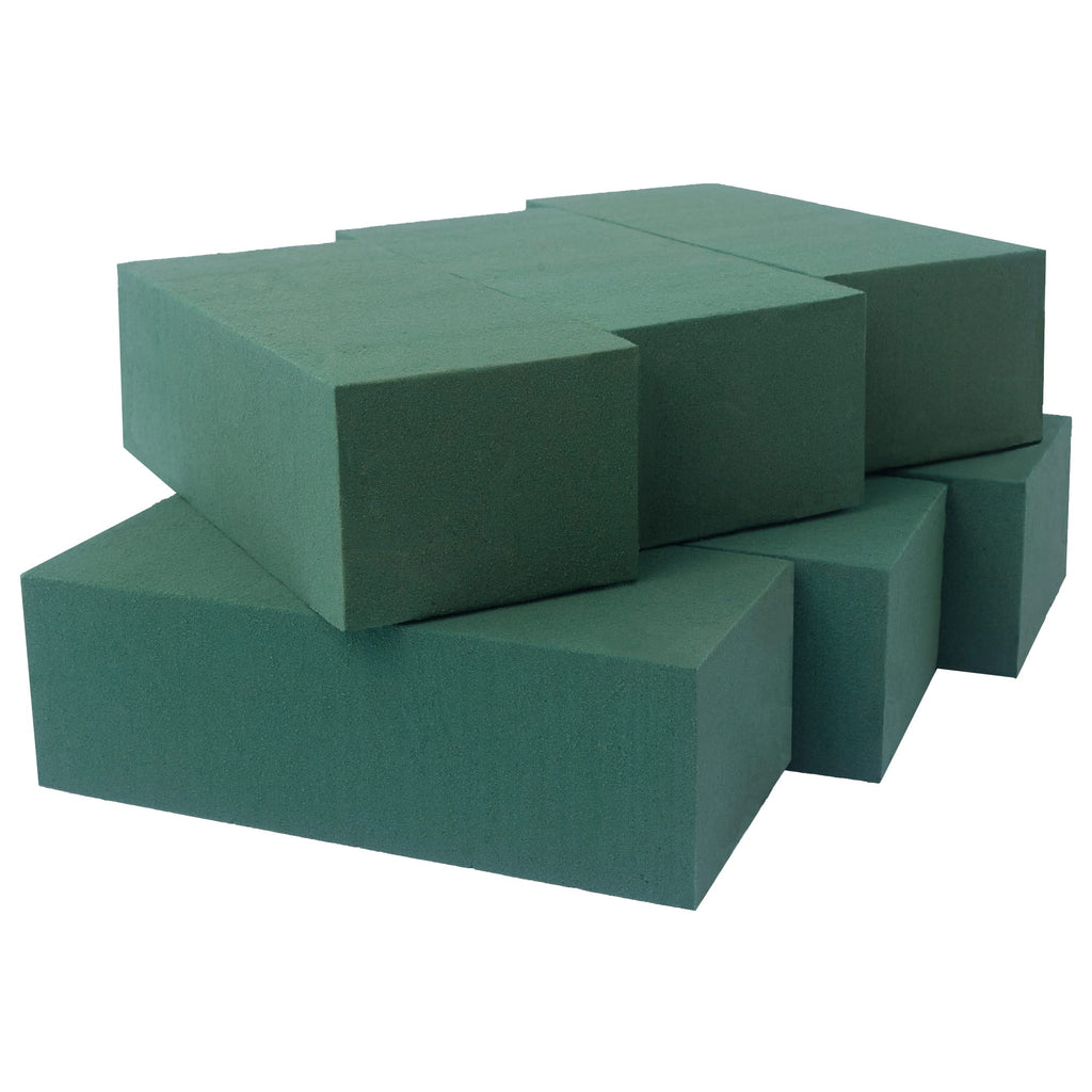 FLOFARE Pack of 6, Dry and Wet Floral Foam Blocks for Fresh and Artificial Flowers, Each (7.8” L x 3.5” W x 2.4” H), for Wedding, Birthdays, Home, Office, and Garden Decorations