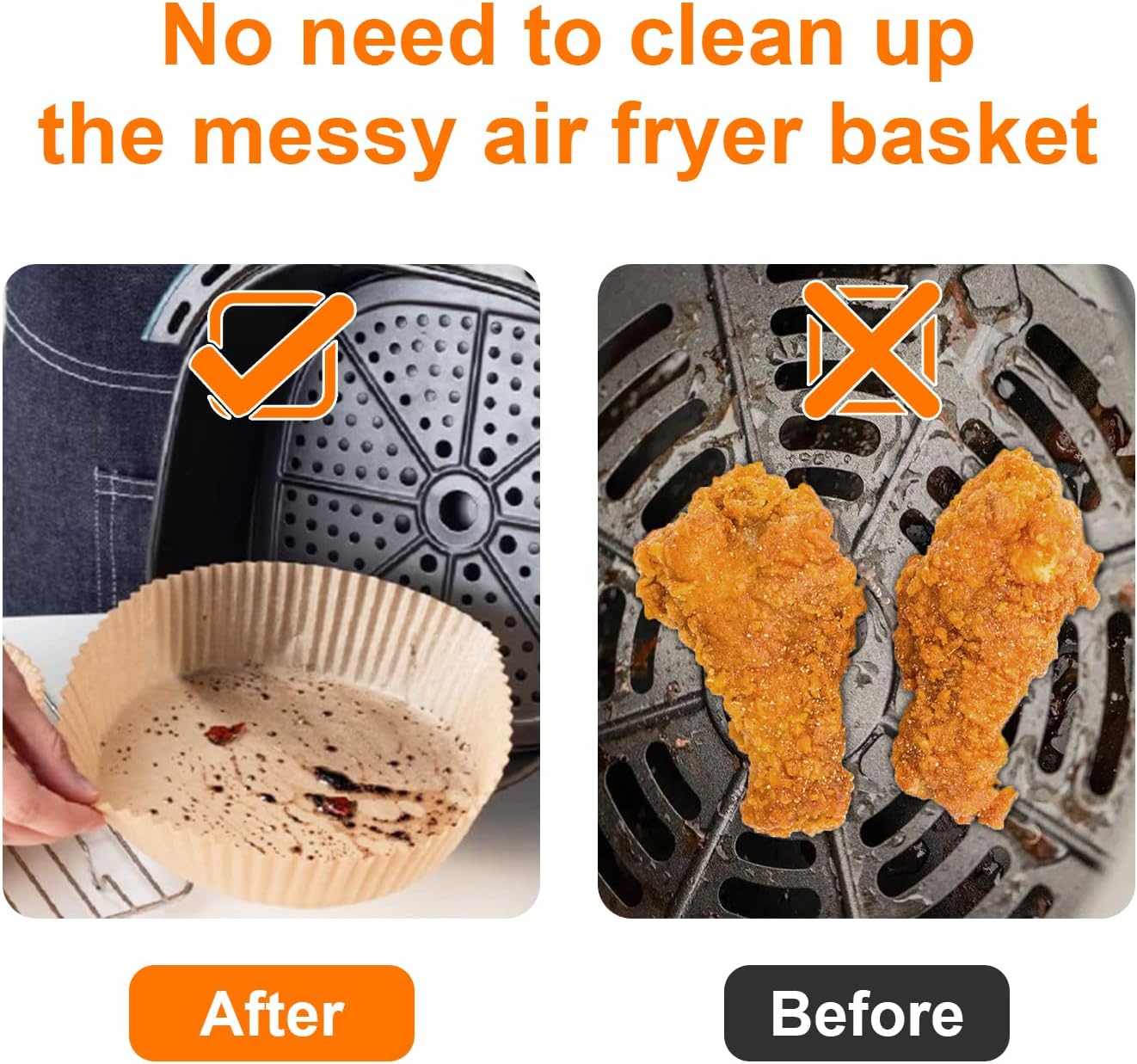 Air Fryer Liners for Ninja Air Fryer, 125 Pcs Disposable Paper Liner for most 4-8QT AirFryer
