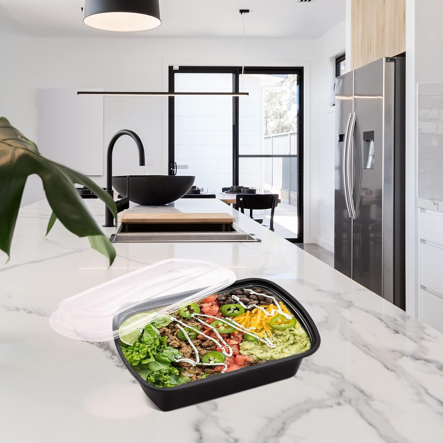 38oz Meal Prep Containers, Extra Large &Thick Food Storage Containers with Lids, Reusable Plastic,Disposable Bento Box,Stackable,Microwave/Freezer/Dishwasher Safe, BPA Free (30Pack)