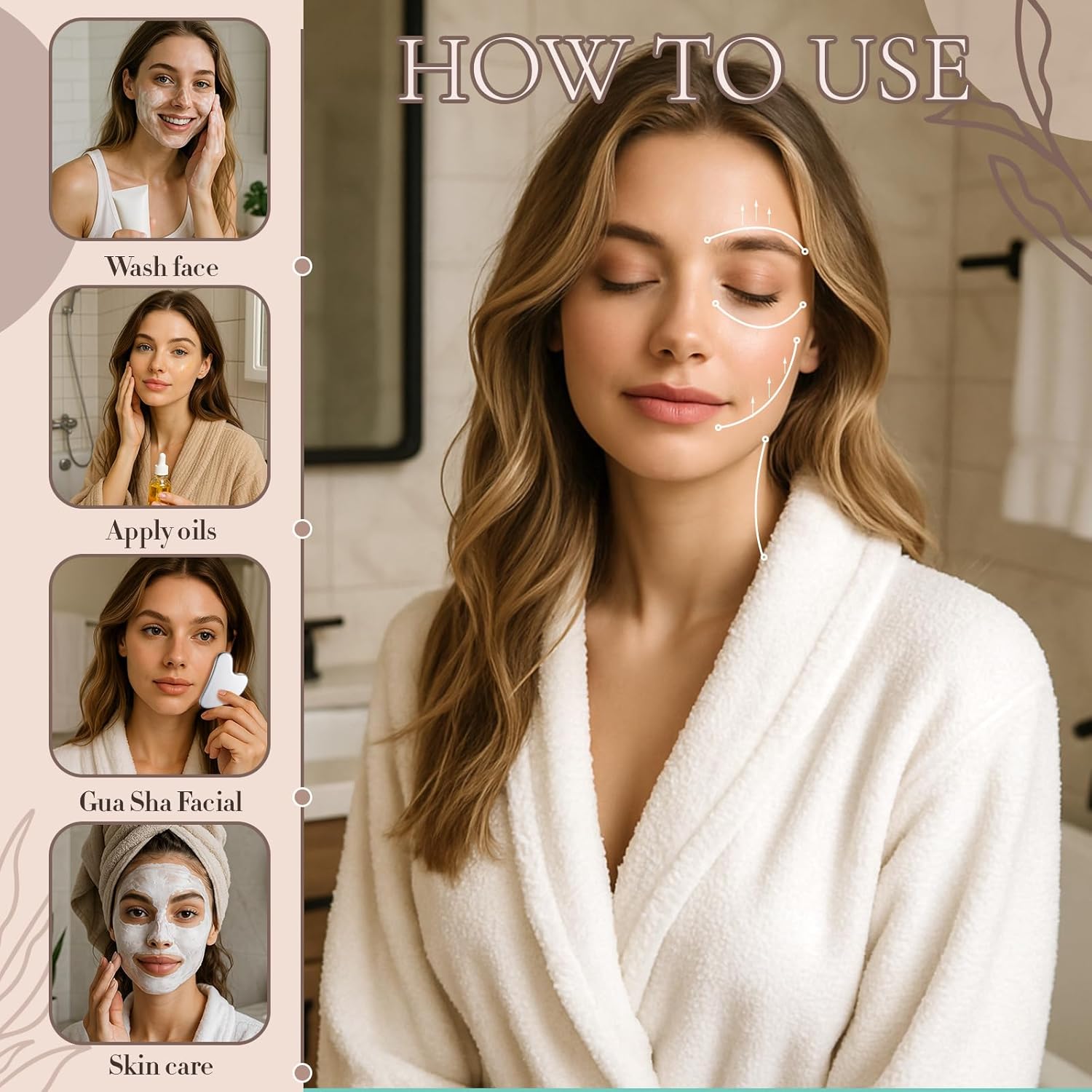 Nuanchu Stainless Steel Gua Sha Facial Tools Metal Guasha Tool for Face Body Jawline Shaper, Double Chin Reducer, Puffiness Reducing, Lymphatic Drainage Massager Skin Care Gift with Pouch