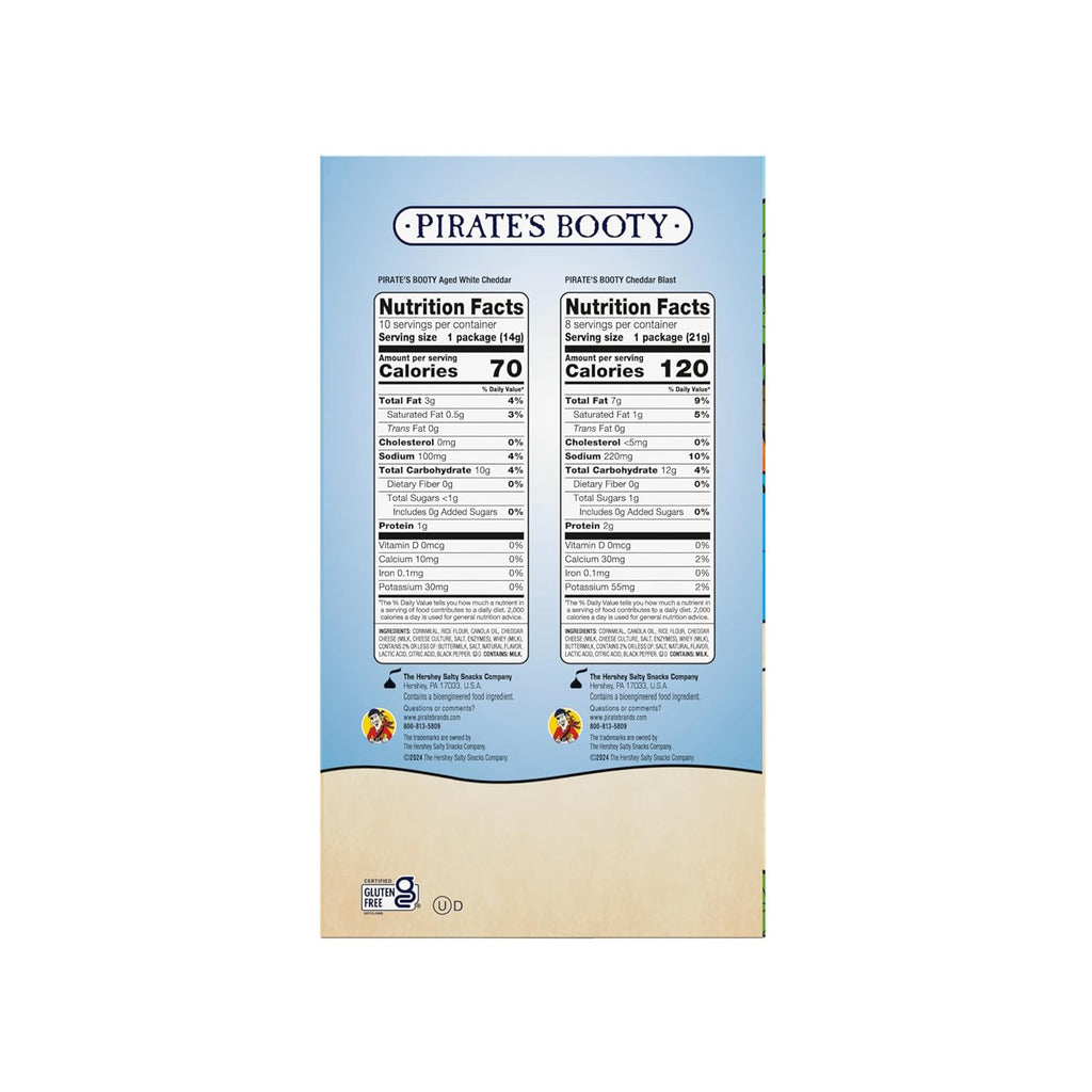 Pirate's Booty Aged White Cheddar and Cheddar Blast Cheese Puffs Variety Pack, Gluten-Free, Kids Snacks, 0.5oz and 0.75oz (18ct)