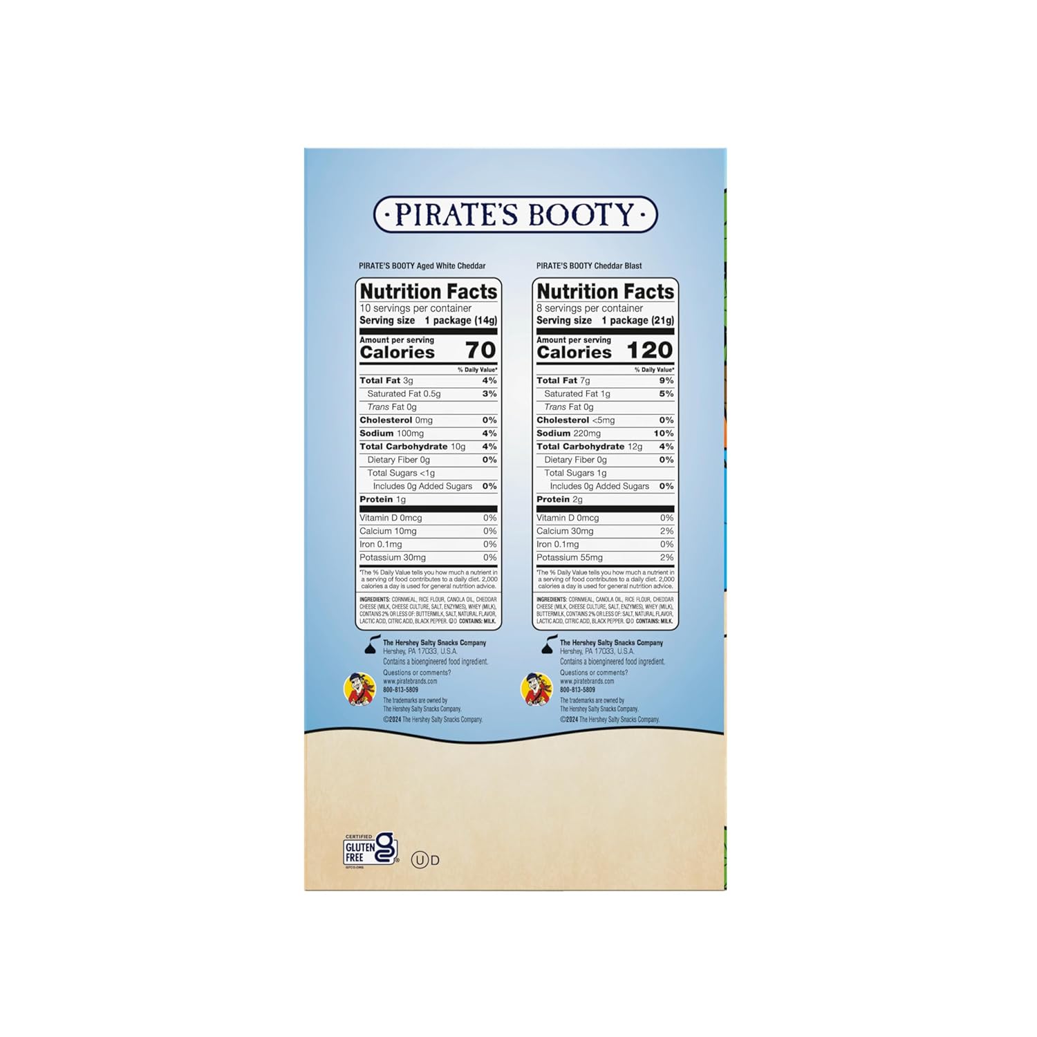 Pirate's Booty Aged White Cheddar and Cheddar Blast Cheese Puffs Variety Pack, Gluten-Free, Kids Snacks, 0.5oz and 0.75oz (18ct)