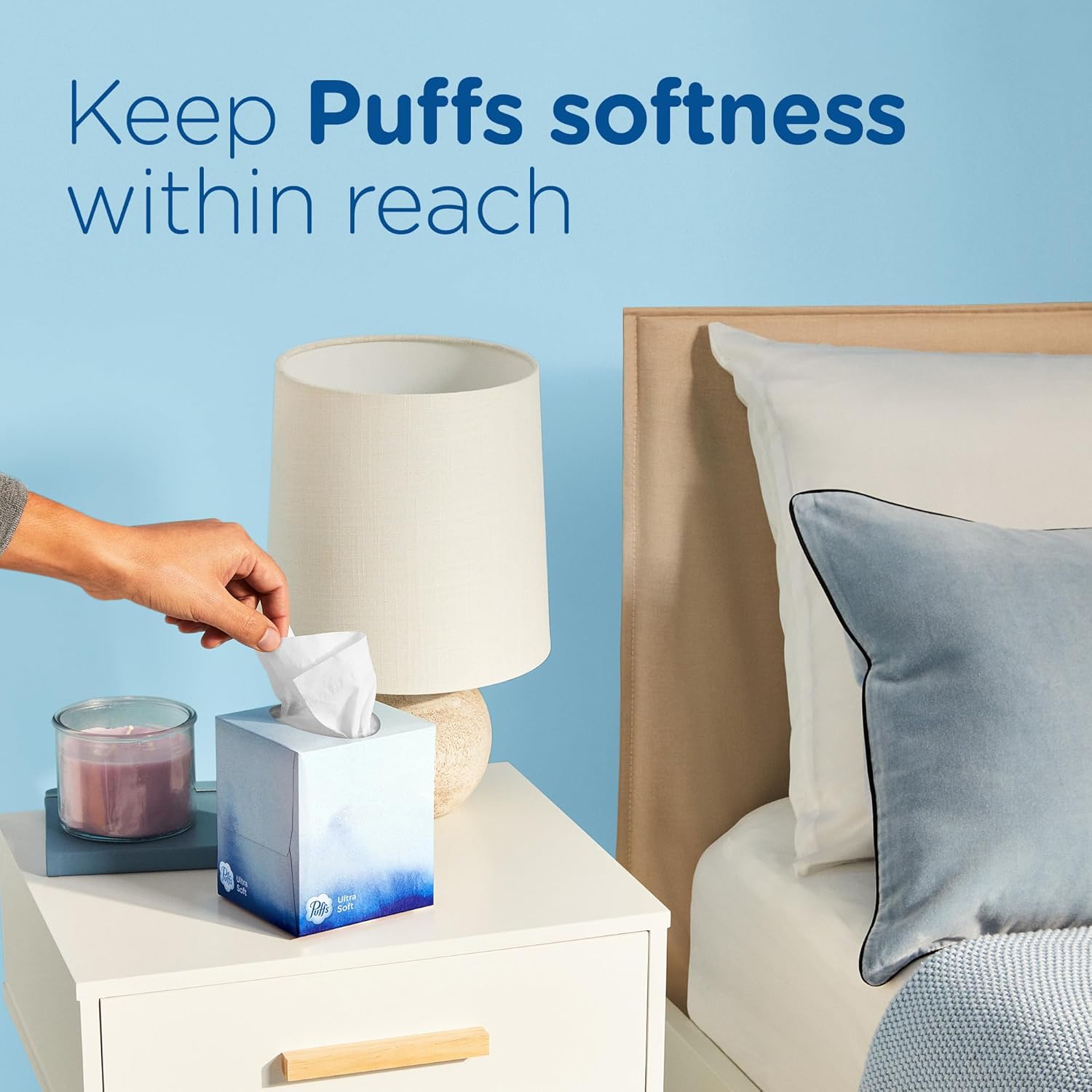 Puffs Ultra Soft Non-Lotion Facial Tissue, 8 Family Boxes, 124 Facial Tissues per Box