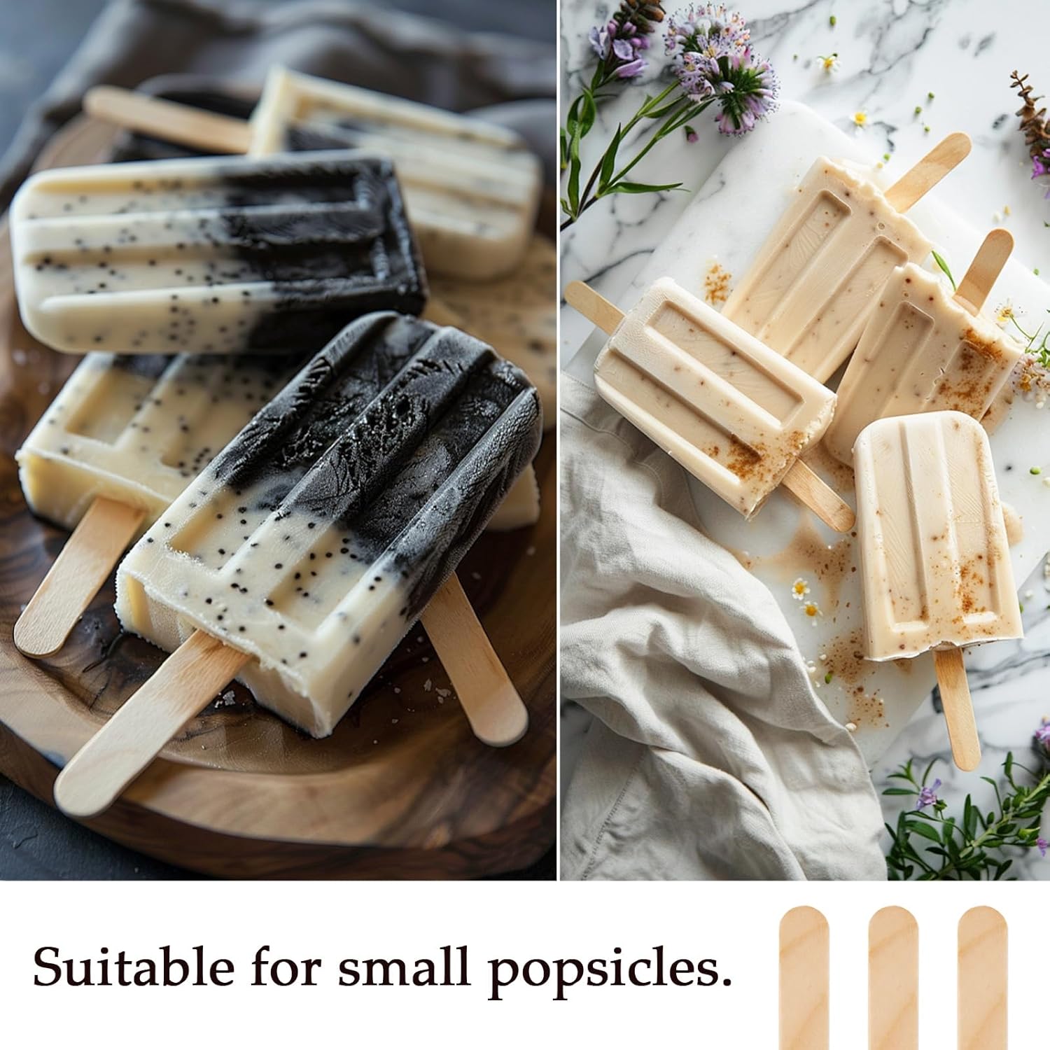 KTOJOY 200 Pcs Craft Sticks Ice Cream Sticks Natural Wood Popsicle Craft Sticks 4.5 inch Length Treat Sticks Ice Pop Sticks for DIY Crafts
