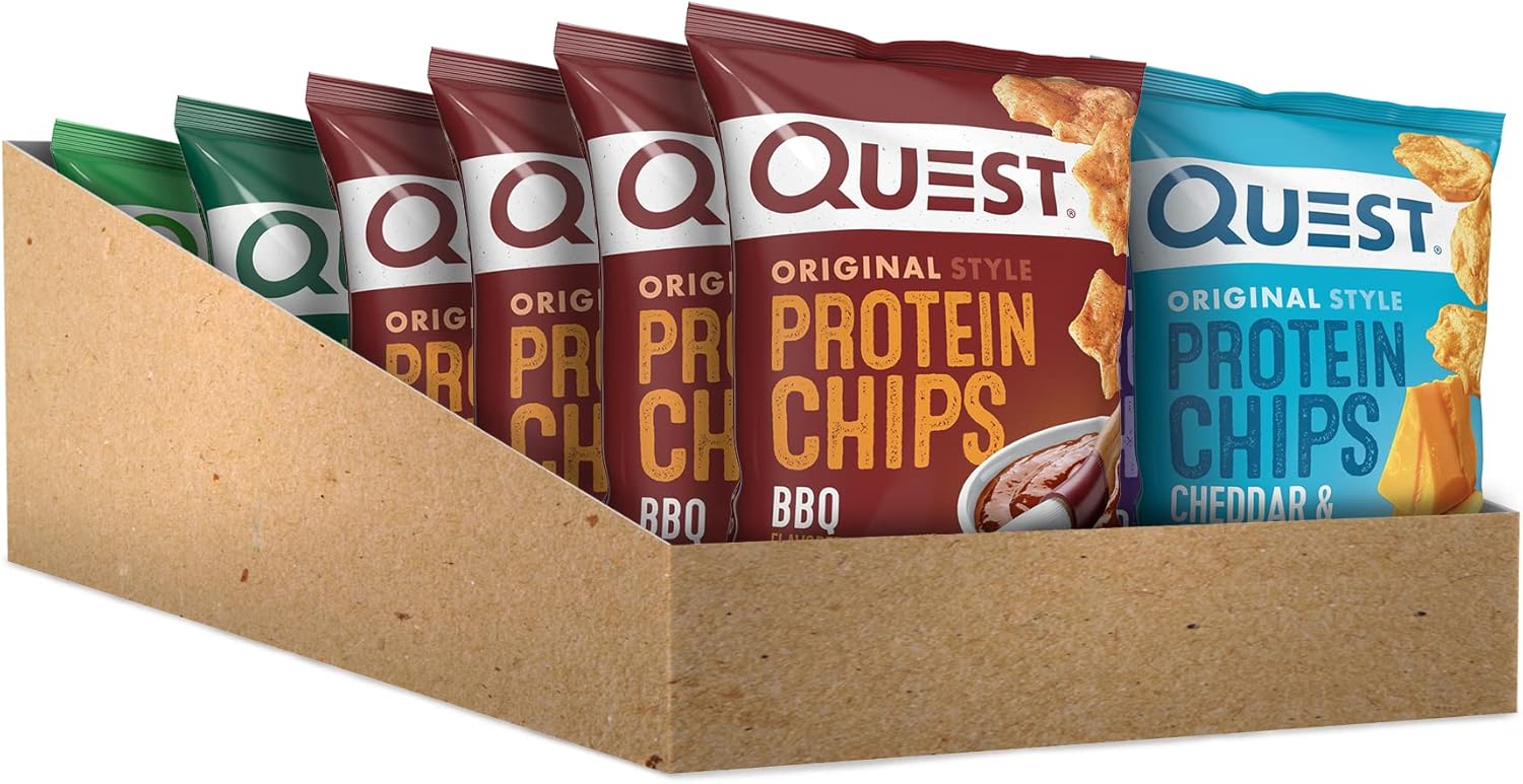 Quest Nutrition Protein Chips Variety Pack, BBQ, Cheddar & Sour Cream, Sour Cream & Onion, High Protein, Low Carb, 1.1 oz (Pack of 12)