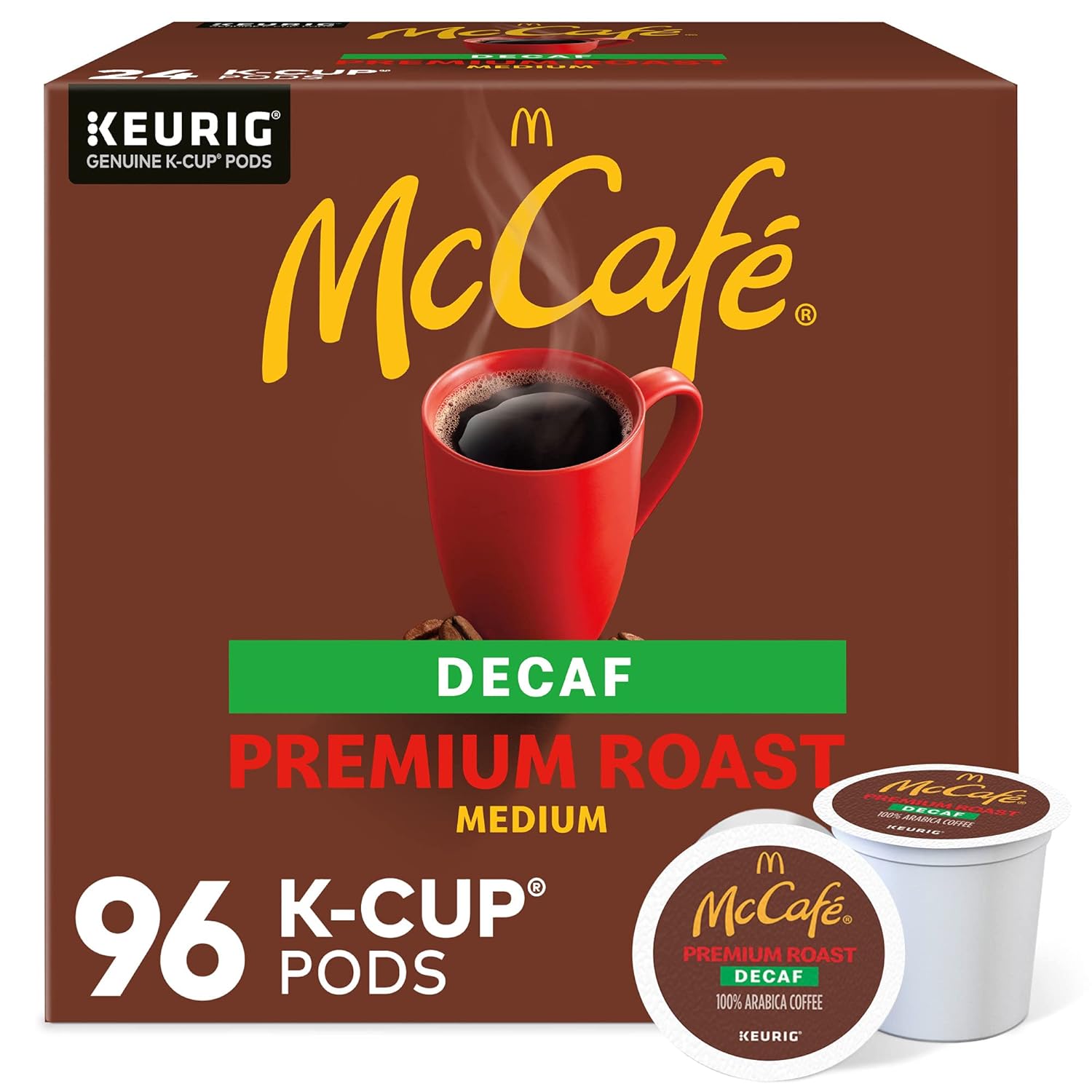 McCafe Premium Roast Decaf Coffee, Single Serve Keurig K-Cup Pods, Decaffeinated, 96 Count (4 Packs of 24)